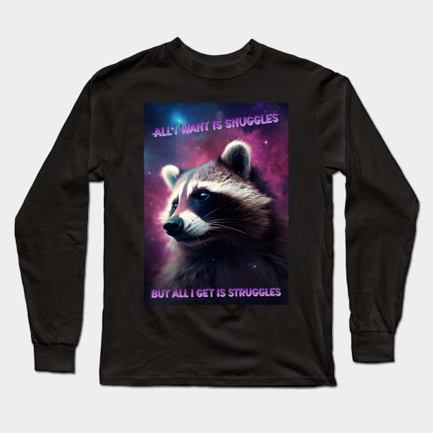 Funny Aesthetic Trash Panda Raccoon Internet Meme Long Sleeve T-Shirt by TenchiMasaki